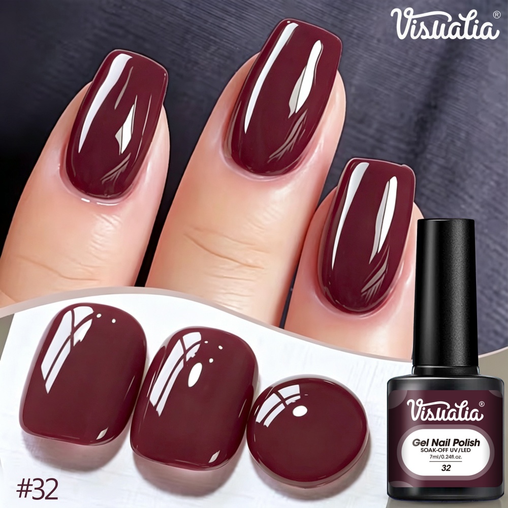 Nail Art Burgundy - Visuatia 7ml Bourgondisch Rode Nagelgel, UVLED