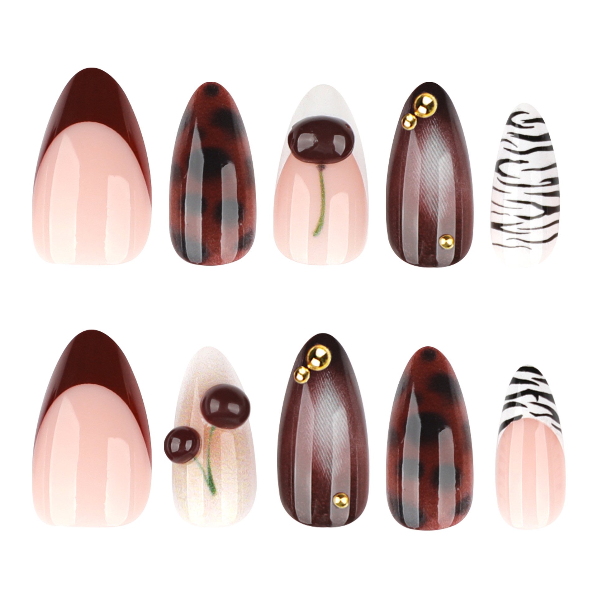 24 stuks bordeaux nude bruine  - Nail Art Burgundy recensie en prijs