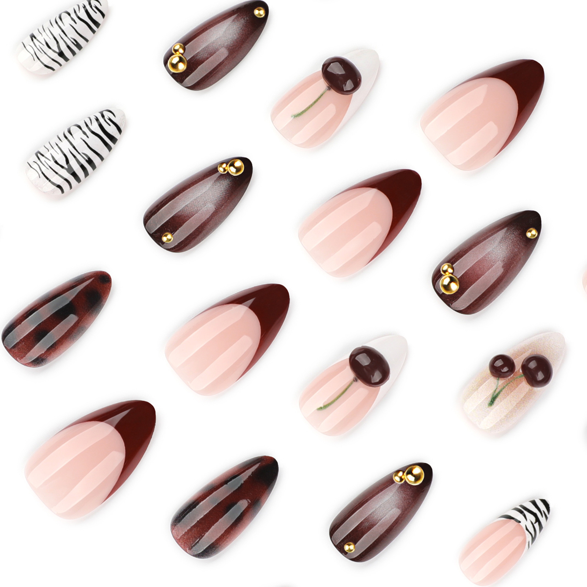 24 stuks bordeaux nude bruine  - Nail Art Burgundy recensie en prijs