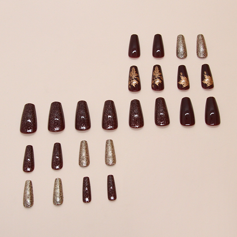 24 stuks elegante bordeaux gli - Nail Art Burgundy recensie en prijs