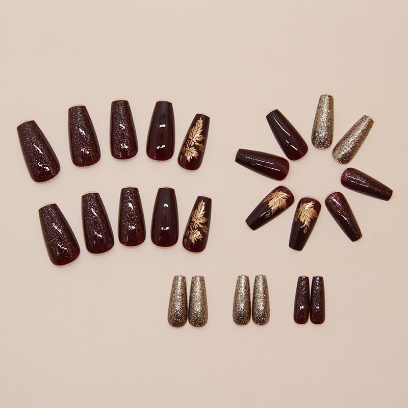 24 stuks elegante bordeaux gli - Nail Art Burgundy recensie en prijs