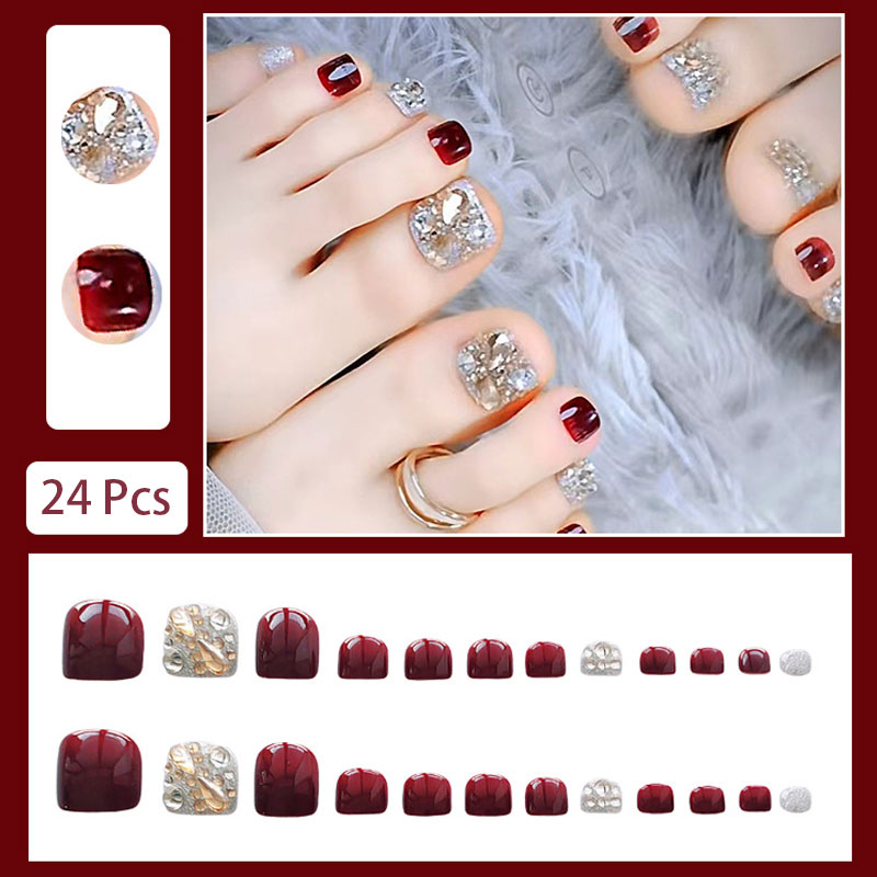 24 stuks nep teennagels voor m - Nail Art Burgundy recensie en prijs
