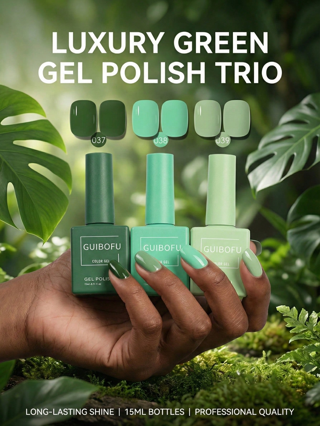 3 stks/set 15 ml bosgroene gel - Nail Art Emerald Green recensie en prijs