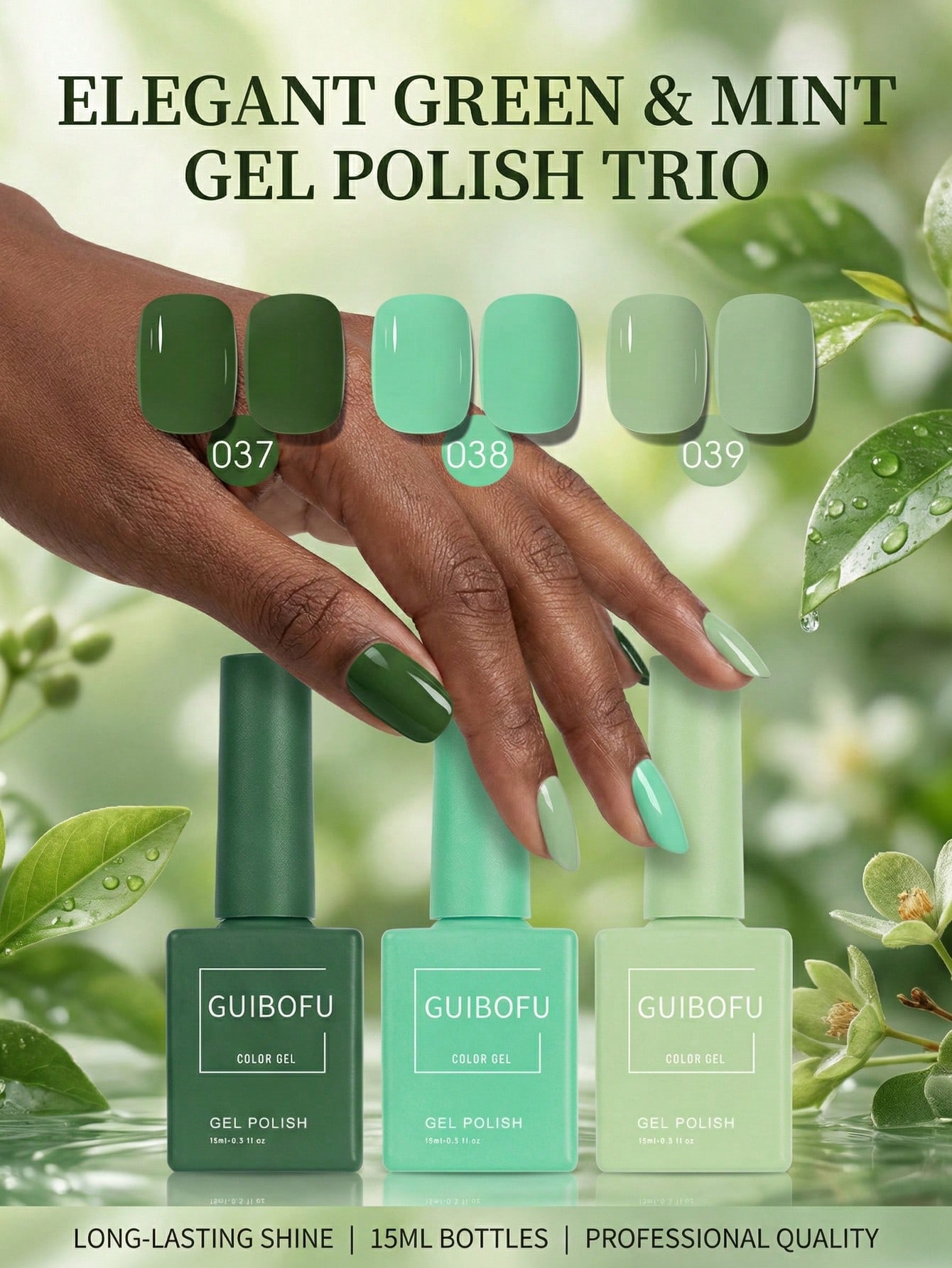 3 stks/set 15 ml bosgroene gel - Nail Art Emerald Green recensie en prijs